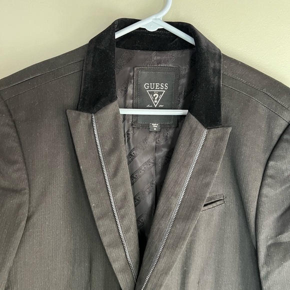 Guess sports coat blazer multi texture velvet collar size medium - Picture 2 of 7